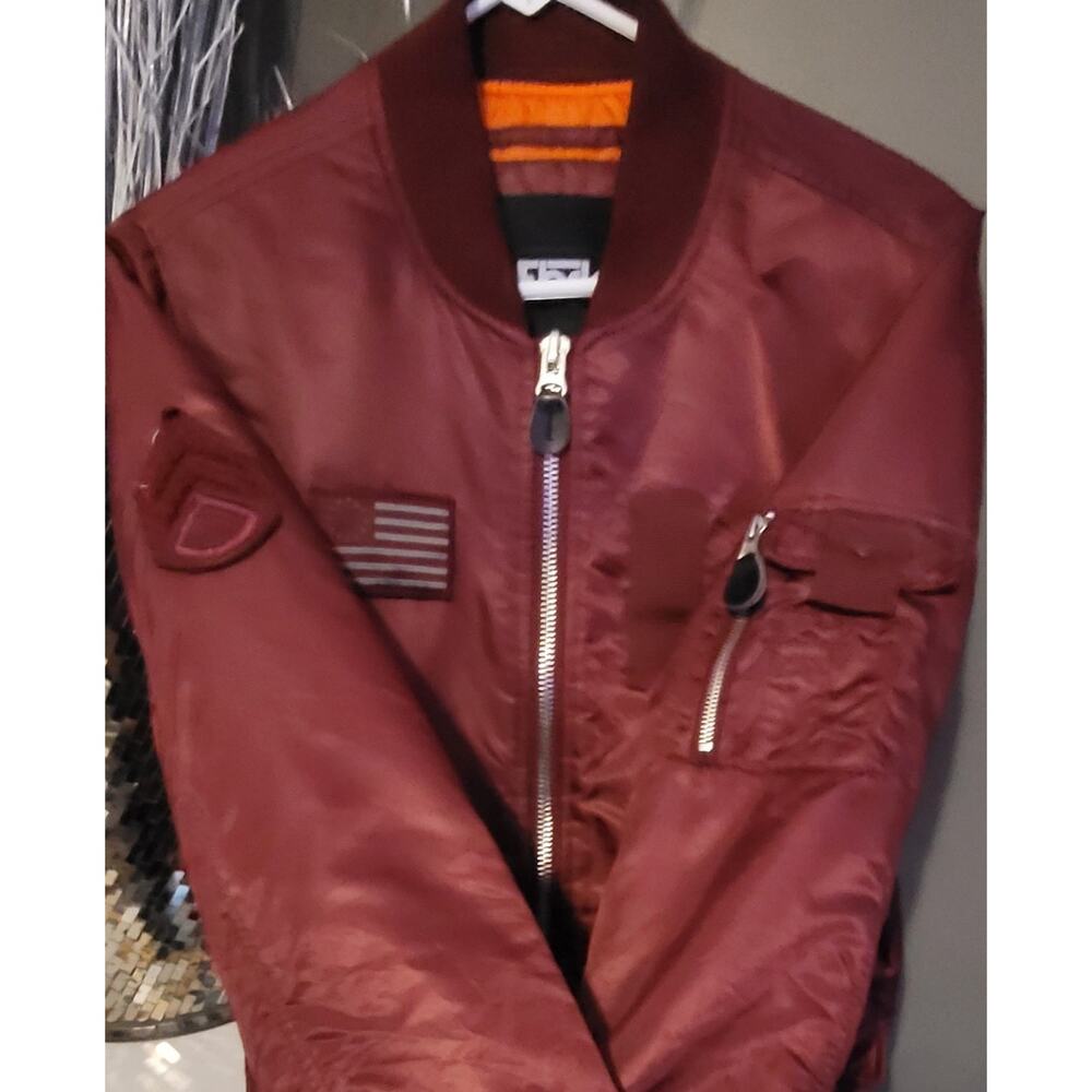 FBRK Boomer Military Sergeant Style Flag Patch Jacket Men Size Small